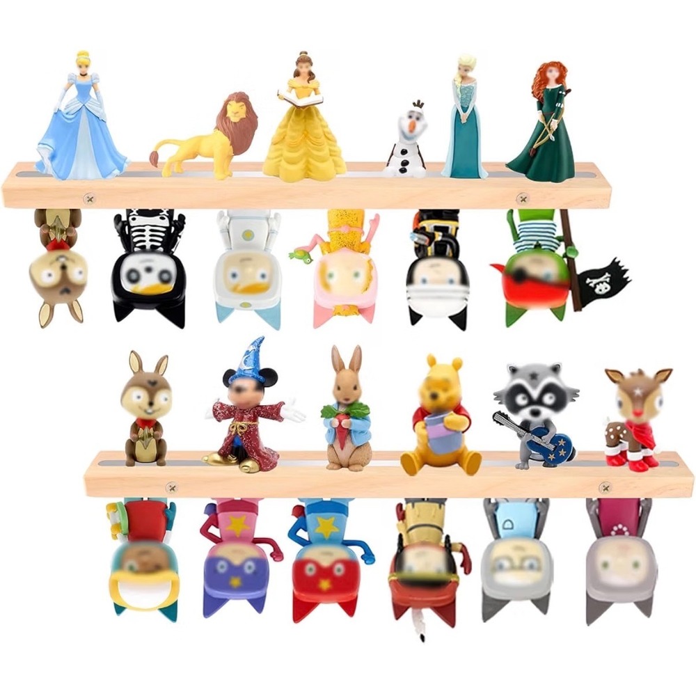 Wooden Magnetic Organizer Shelf for Tonies Figures and Books Natural Wood 15.7in